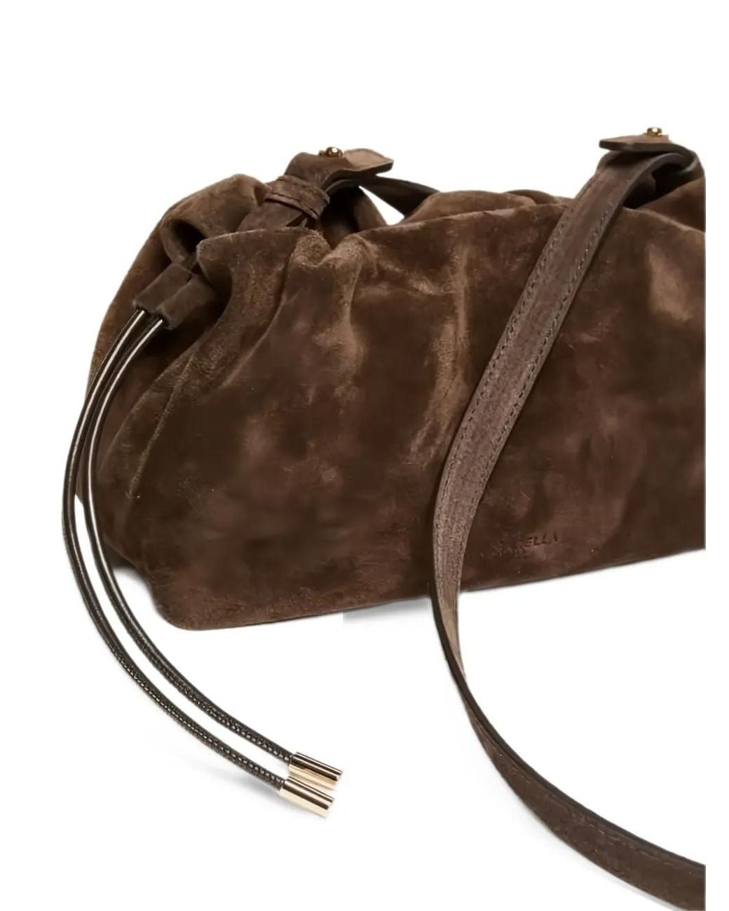 Marella Brown Ruched Suede Shoulder Bag