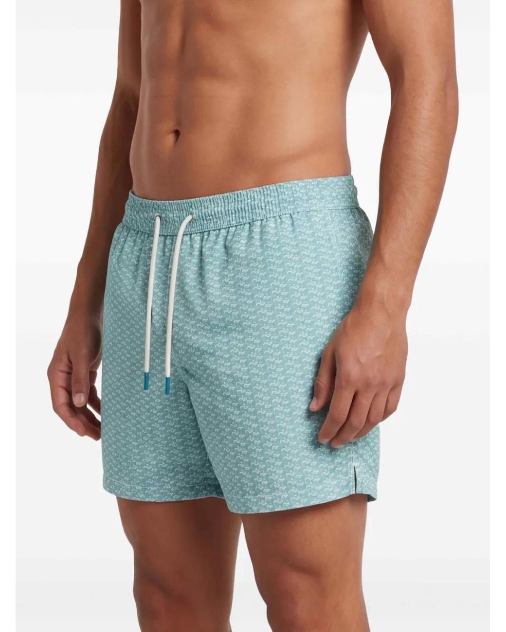 Fefe Blue Patterned Drawstring Swim Shorts for men