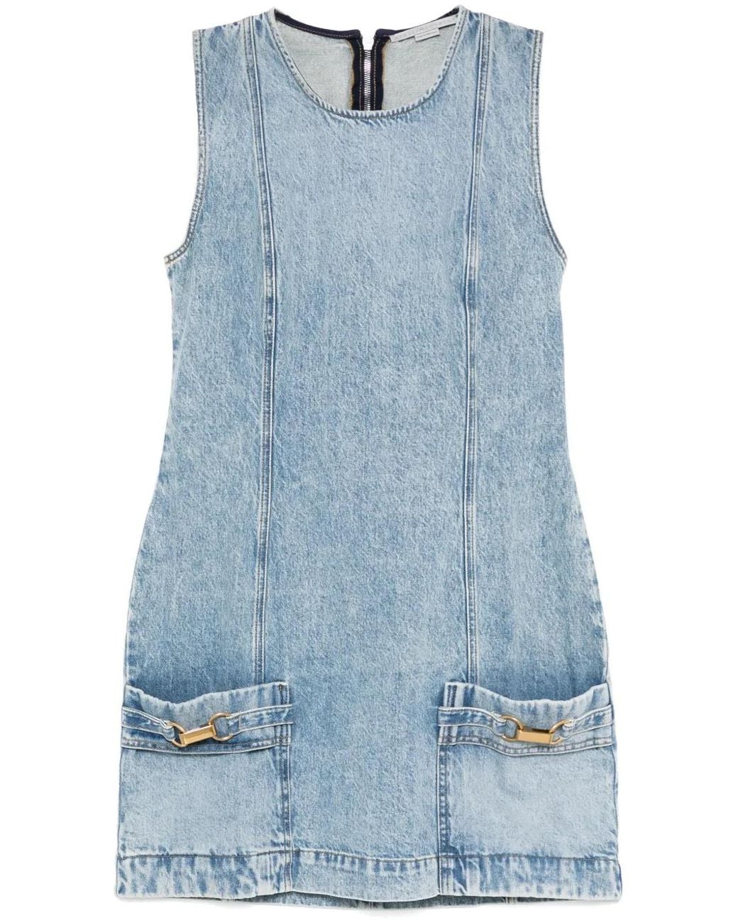 Stella McCartney Blue Clasp-Embellished Sleeveless Dress