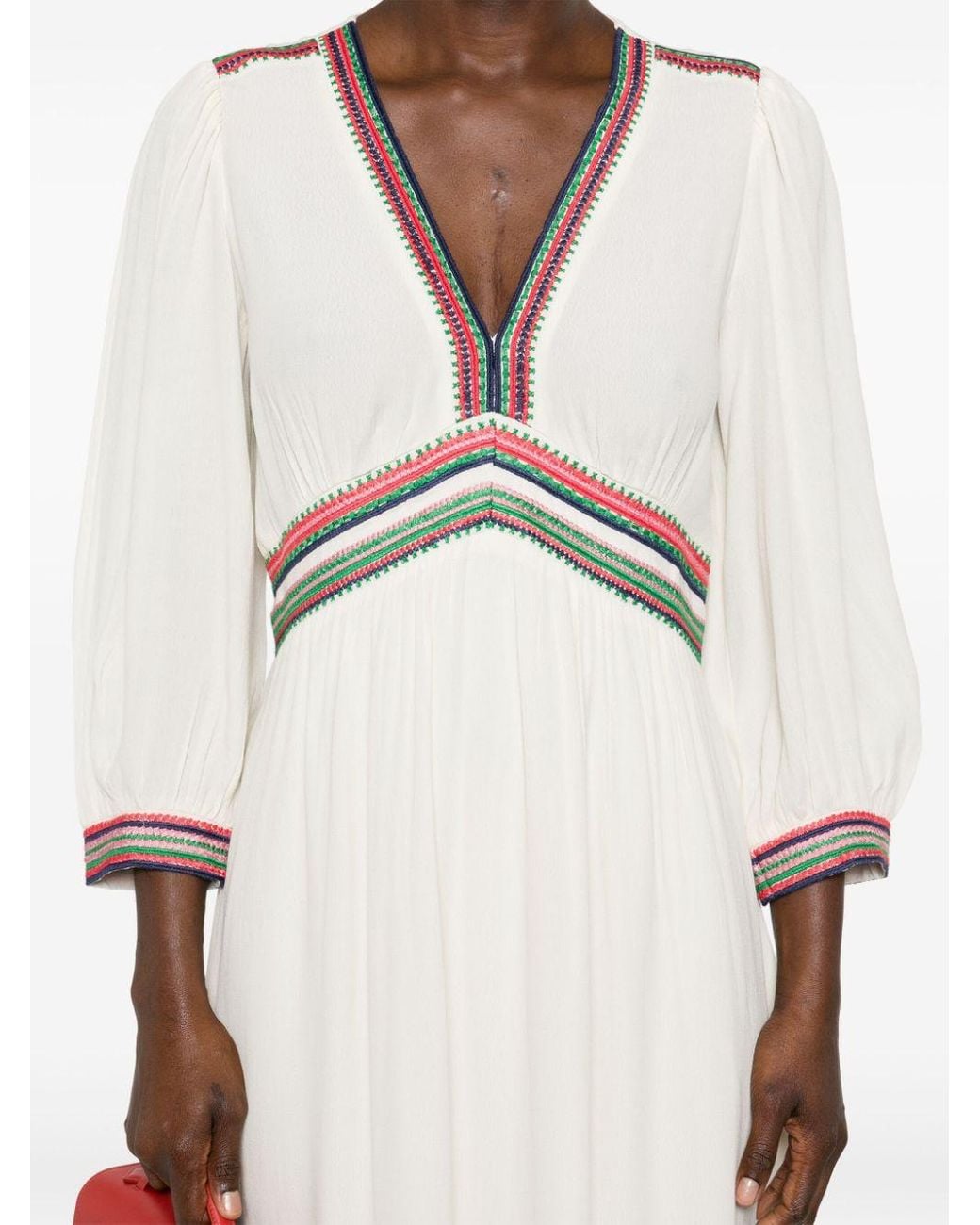 Ba&sh Tanina Embroidered-trim Midi Dress in White | Lyst