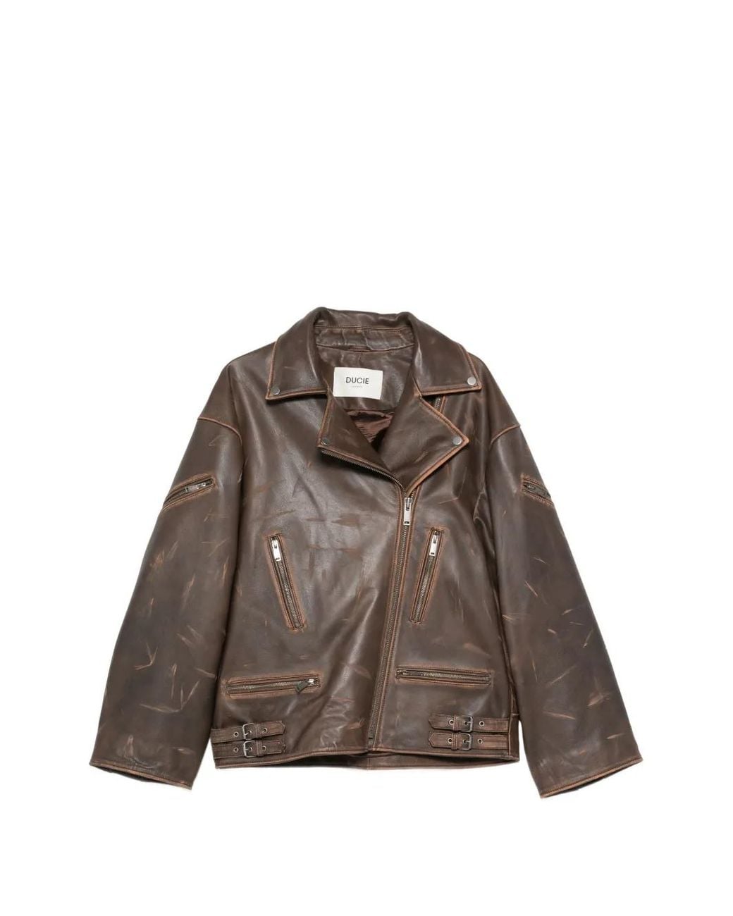 DUCIE Brown Samantha Distressed Jacket