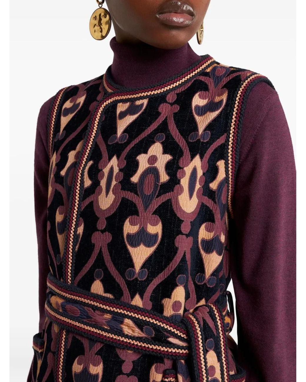 Etro Blue Jacquard-Pattern Belted Mini Dress