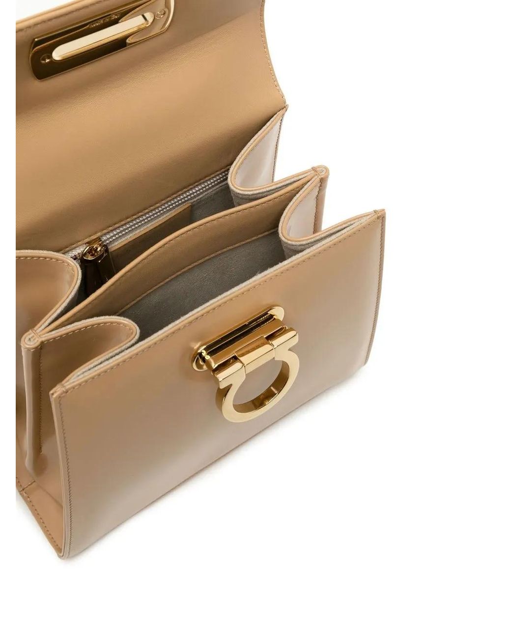 Ferragamo Natural Small Iconic Top Handle Bag