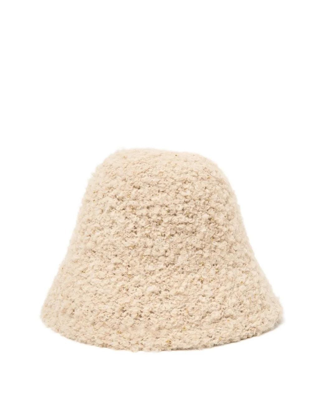Peserico Natural Chapeau Cloche En Maille Bouclée