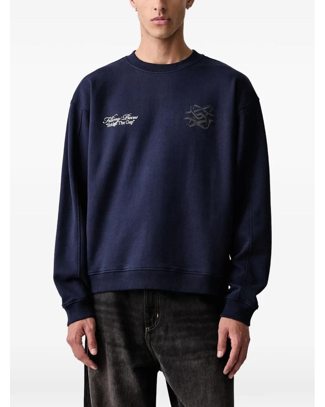 Filling Pieces Blue Brisdge The Gap Logo-Print Sweatshirt for men
