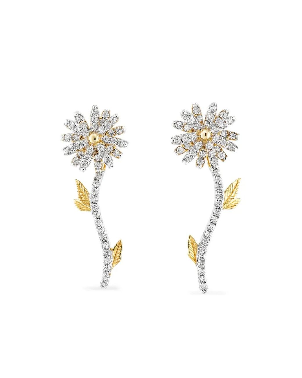 Anabela Chan White 14K Rose And 18K Vermeil Mini Daisy Diamond Earrings