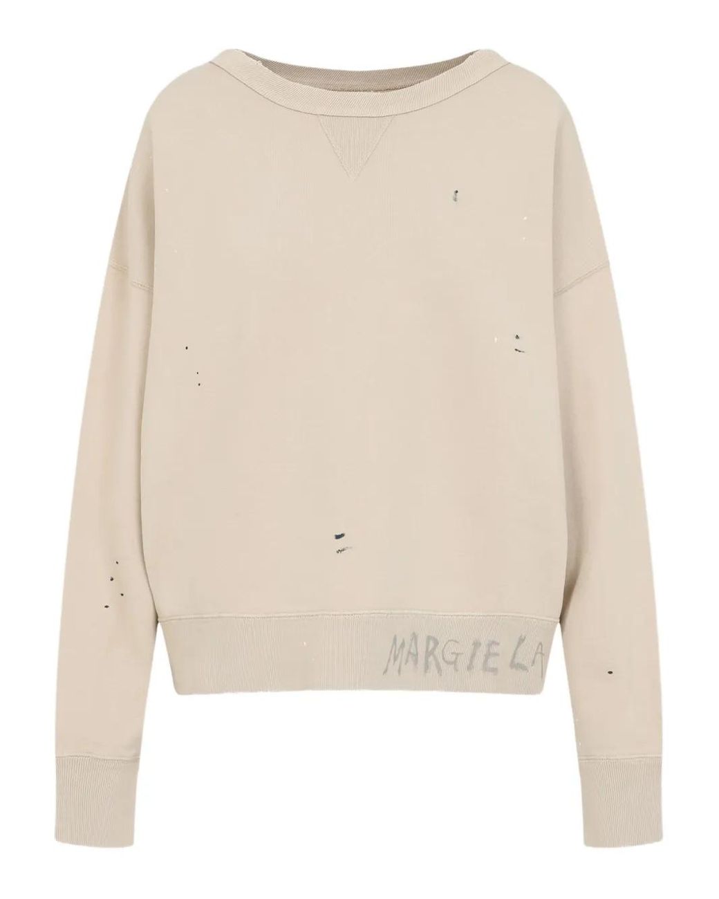 Maison Margiela Natural Logo-Print Sweatshirt