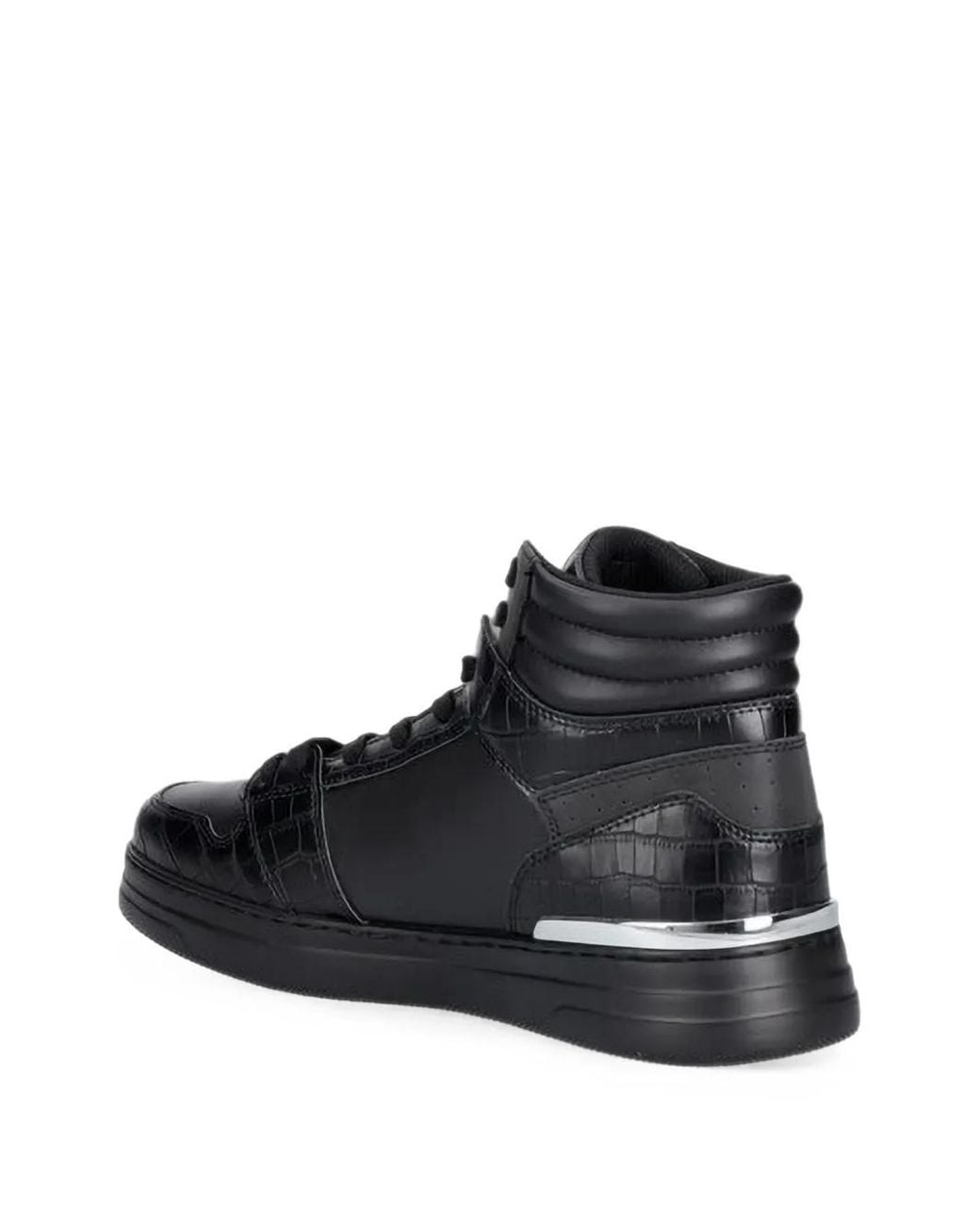 Guess Black Wystor Croc-Effect High-Top Sneakers for men