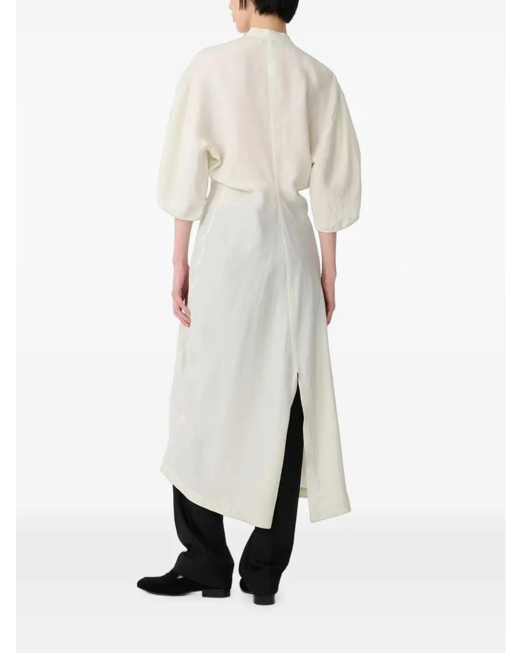 Studio Nicholson White Midi Yosha Banana-Curve Dress