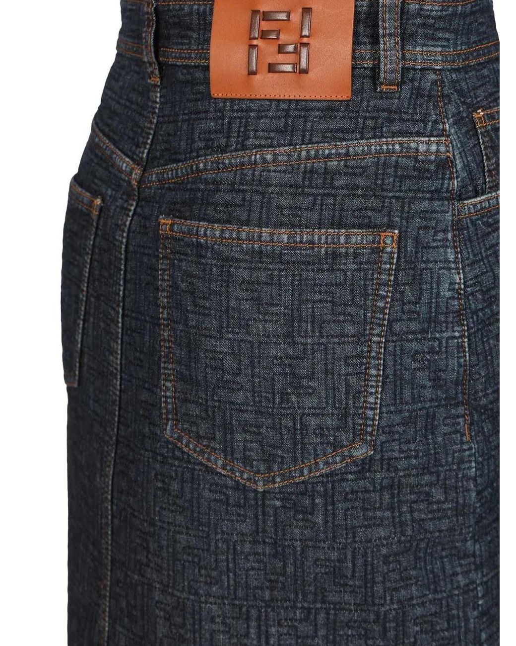 Fendi Gray Ff Denim Skirt