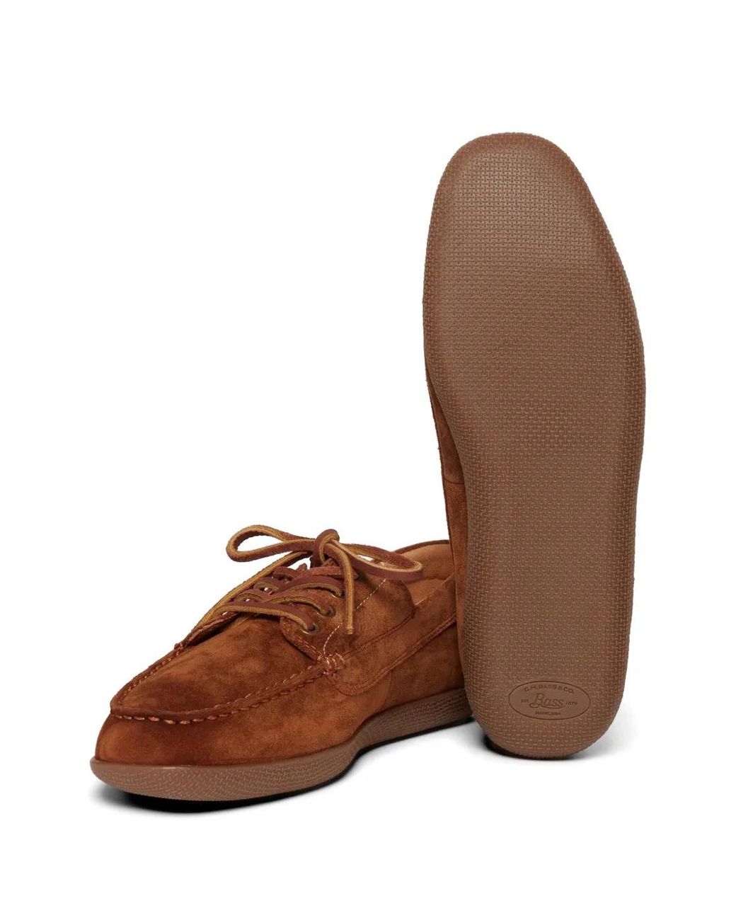 G.H.BASS Brown Wilton Driver 4-Eye Lace-Up Boat Shoes for men