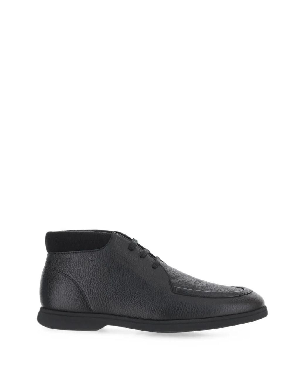 Boss Black Grained Leather Boots for men