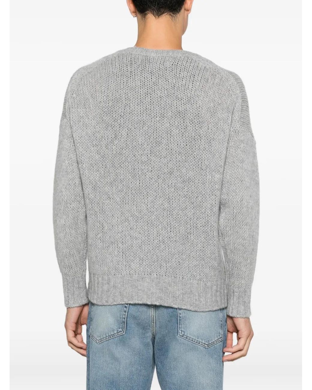 EMERSON RENALDI Gray Mélange-Effect V-Neck Cardigan for men