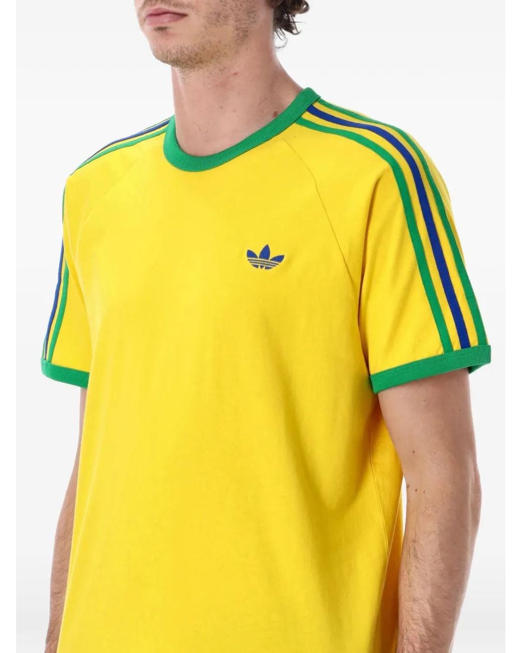 Adidas Yellow Three Stripes T-Shirt for men