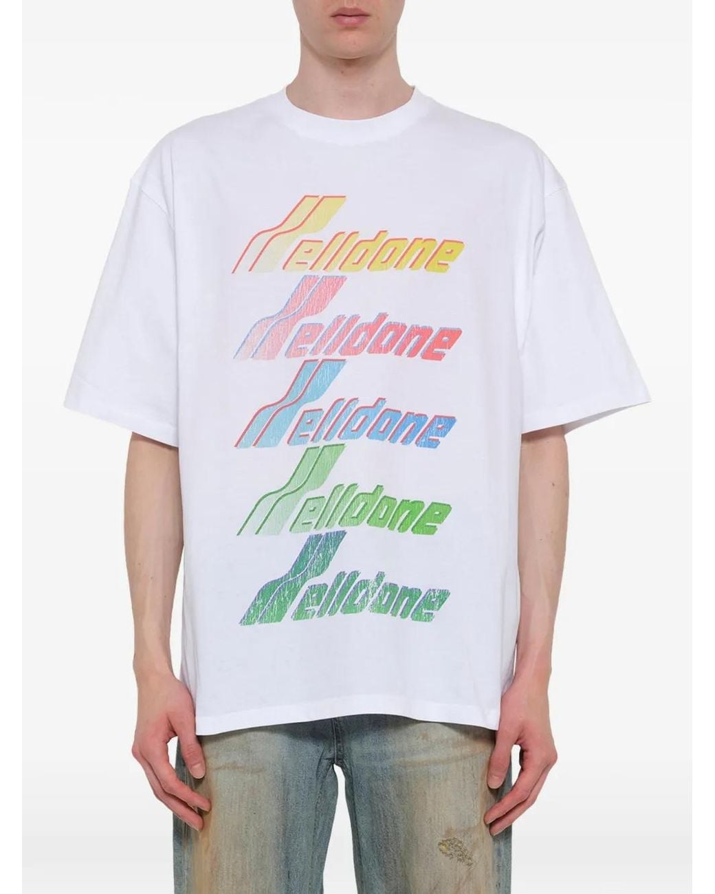 we11done White Logo-Print T-Shirt for men
