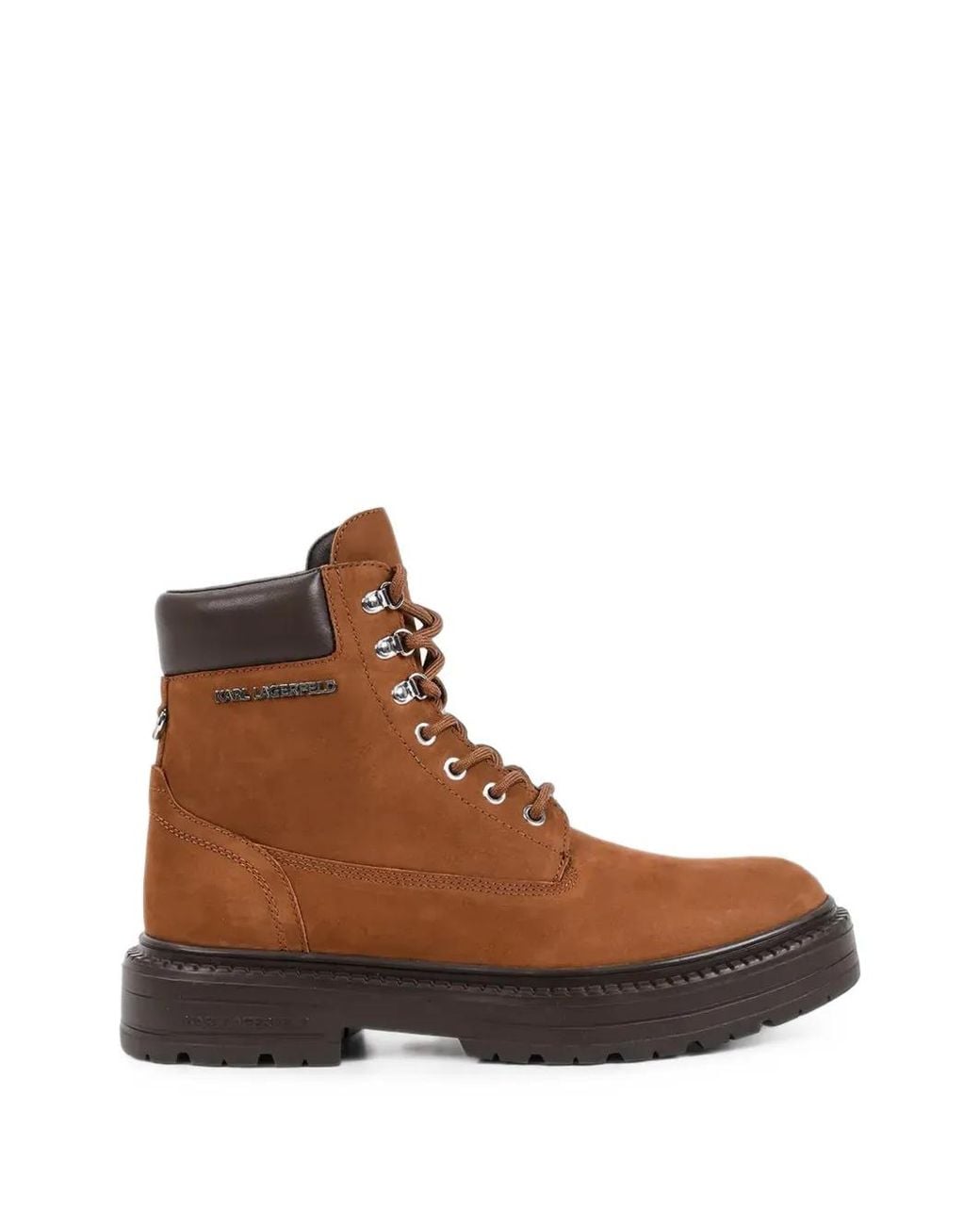 Karl Lagerfeld Brown Lace-Up Panelled Boots for men