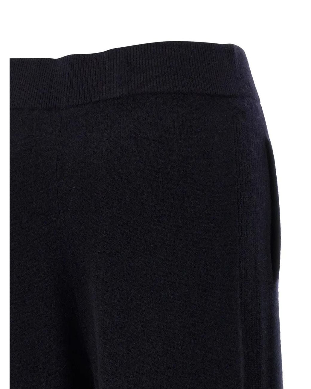 Max Mara Black Pantalon Piega En Maille Nervurée