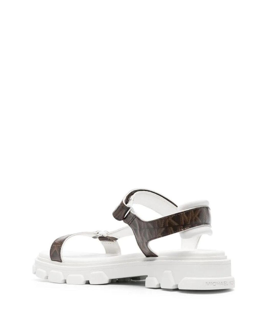 MICHAEL Michael Kors White Monogram-Print Leather Sandals