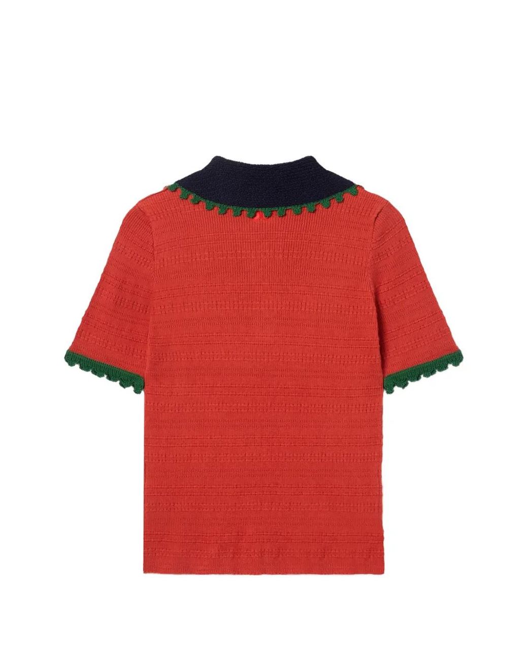 LaDoubleJ Red Scalloped Knitted Top
