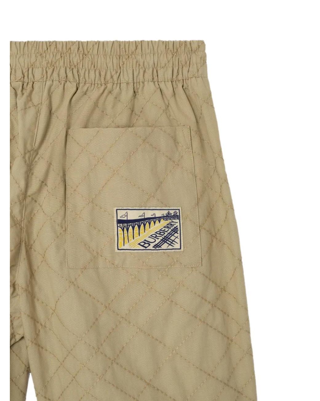 Burberry White Check Embroidered Cotton Shorts for men