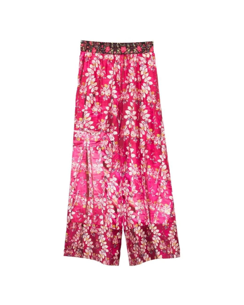 Pierre Louis Mascia Pink Flora-Print Palazzo Pants
