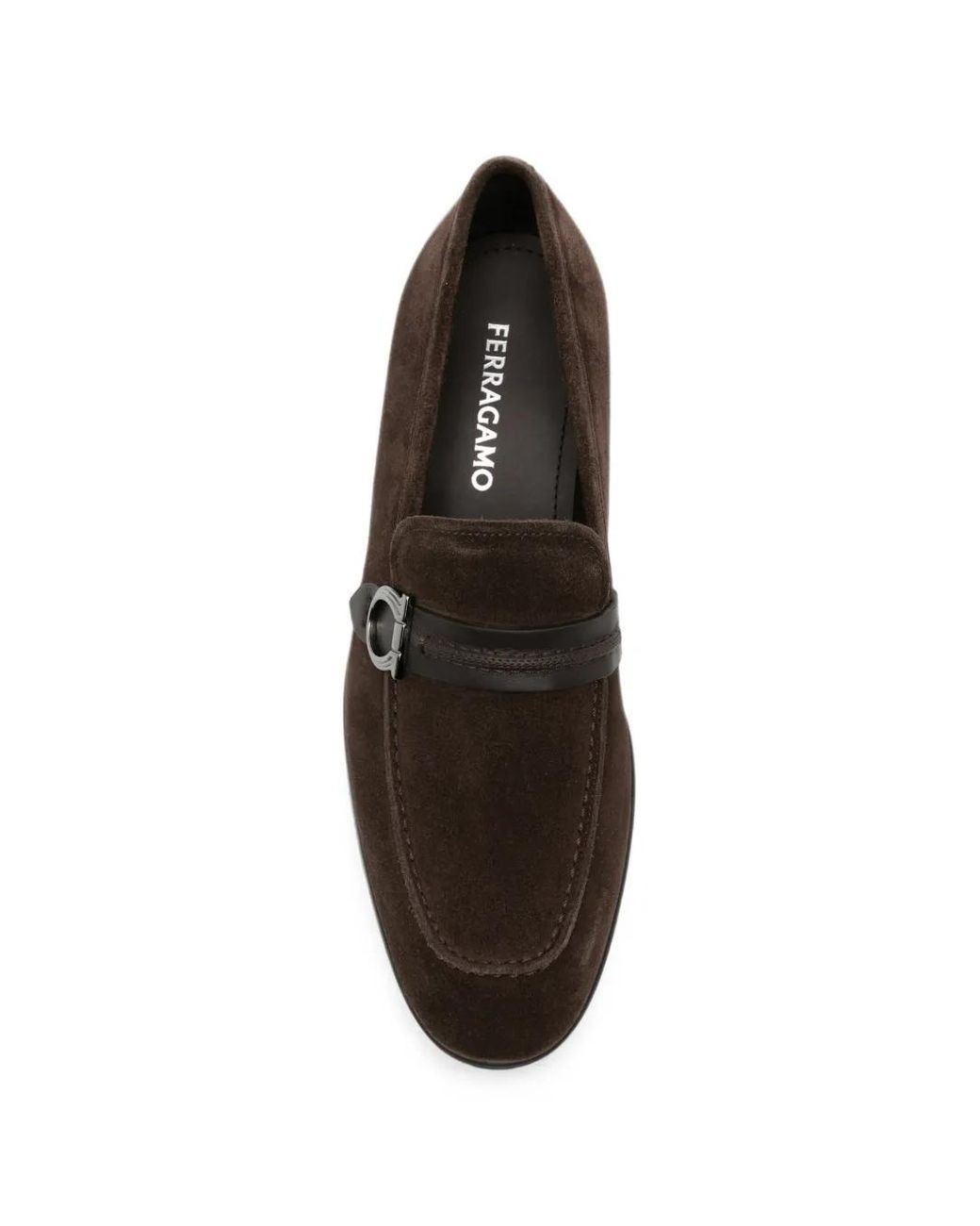 Ferragamo White Gancini-Plaque Suede Loafers for men
