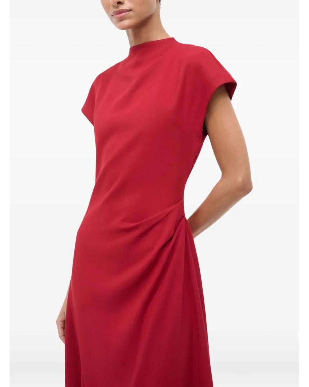Staud Red Zaya Draped Maxi Dress