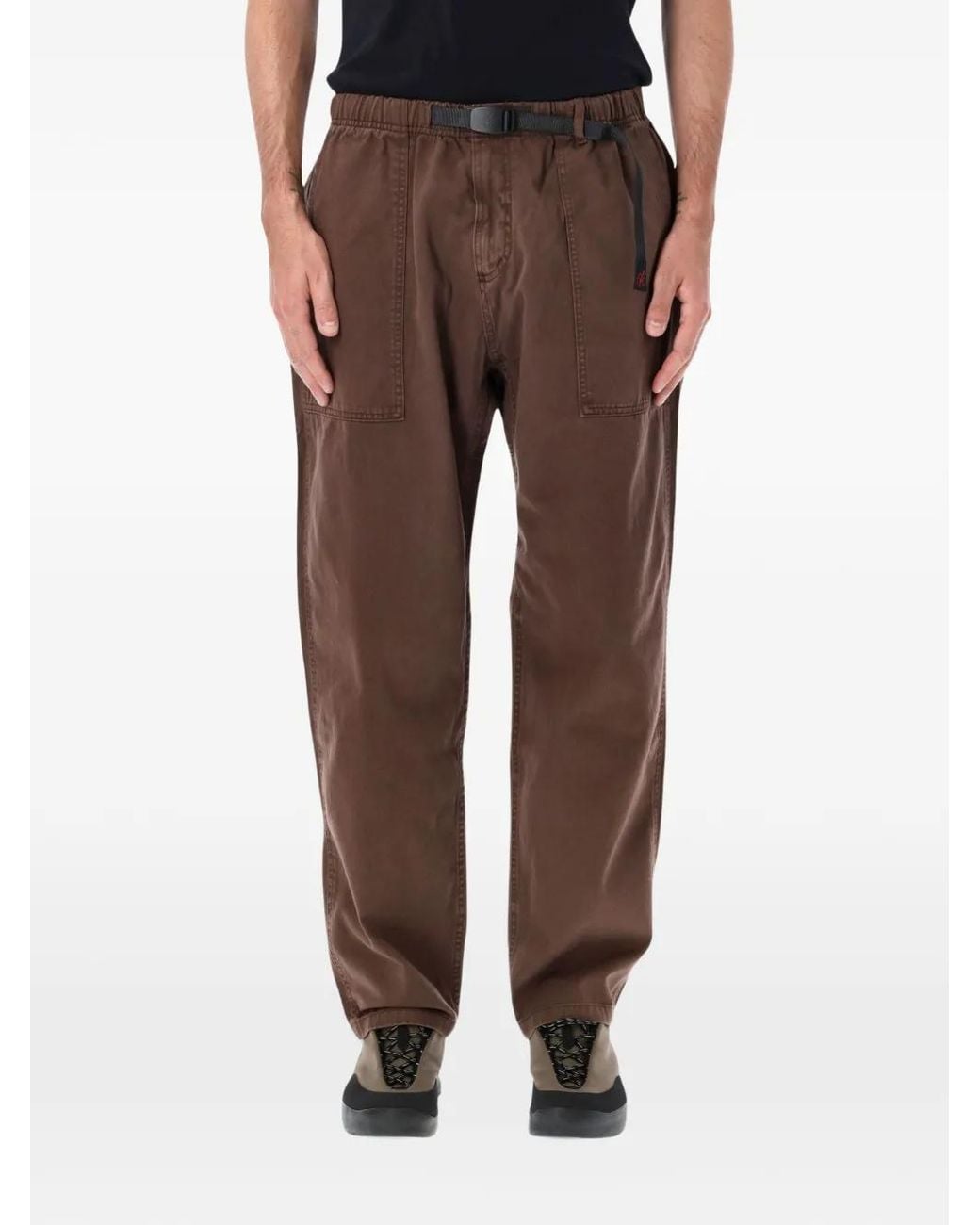 Gramicci Brown Belted Patch-Pocket Trousers for men