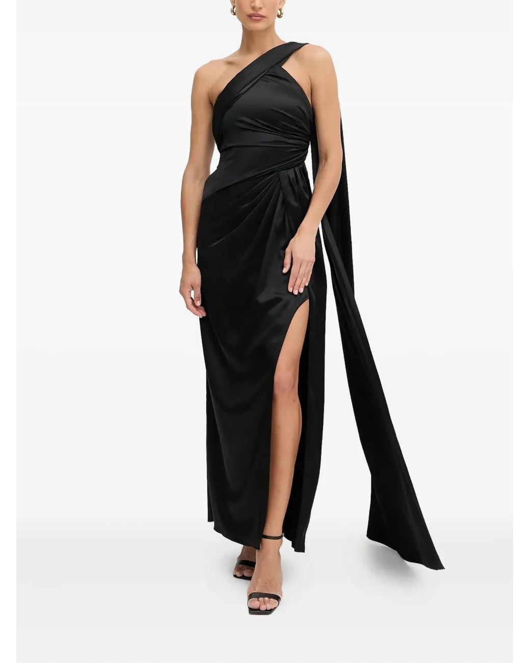 MARCIANO BY GUESS One-Shoulder Draped Maxi Dress in Black | Lyst