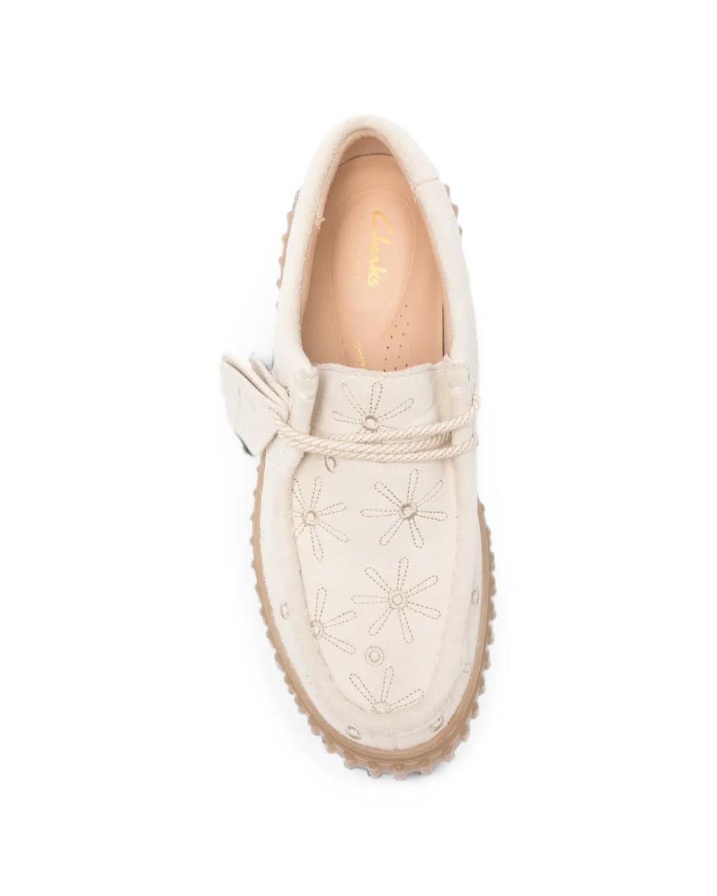 Clarks White Torhill Bee Embroidered Platform Loafers