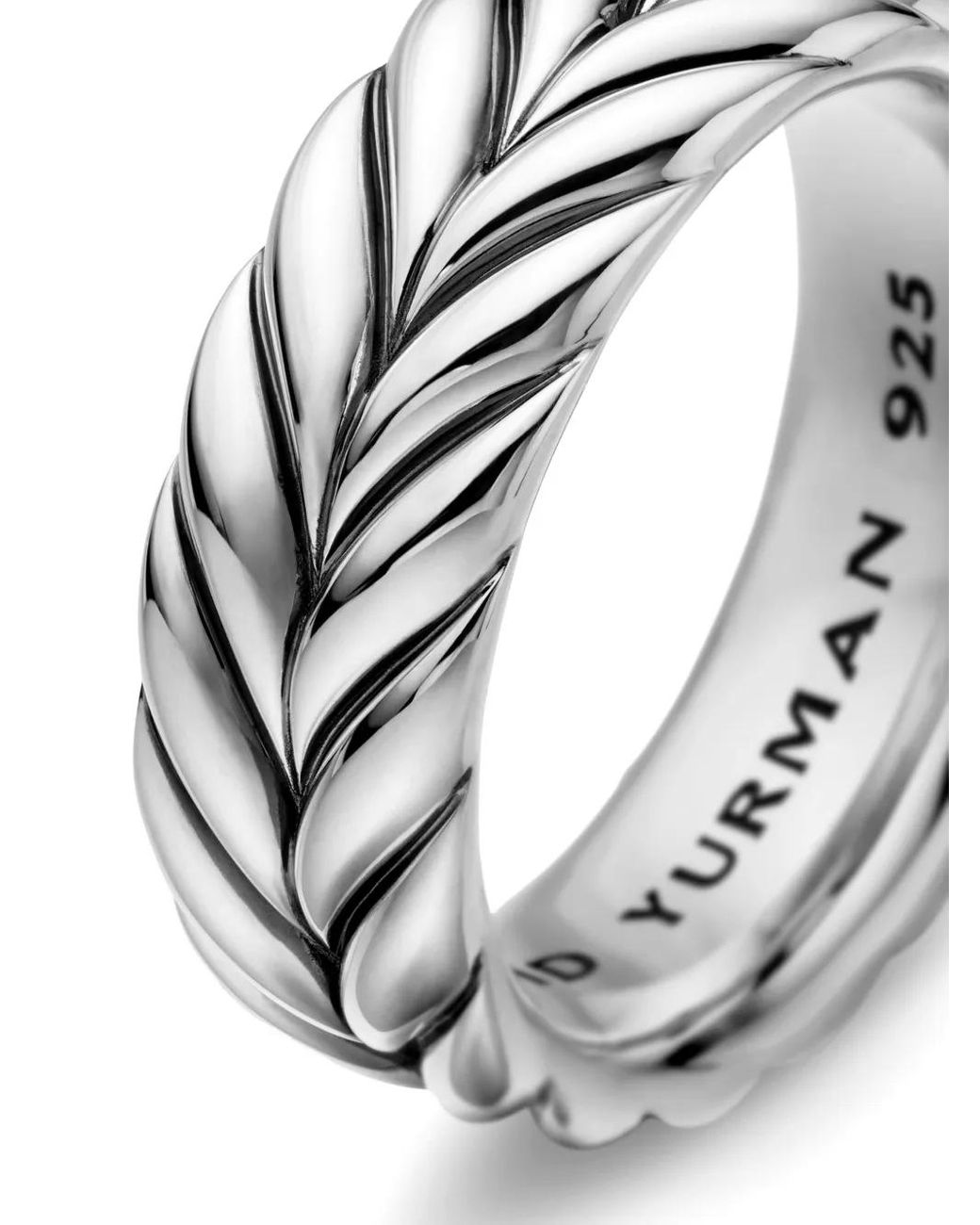 David Yurman White Sterling Chevron Band Ring (8.5Mm) for men