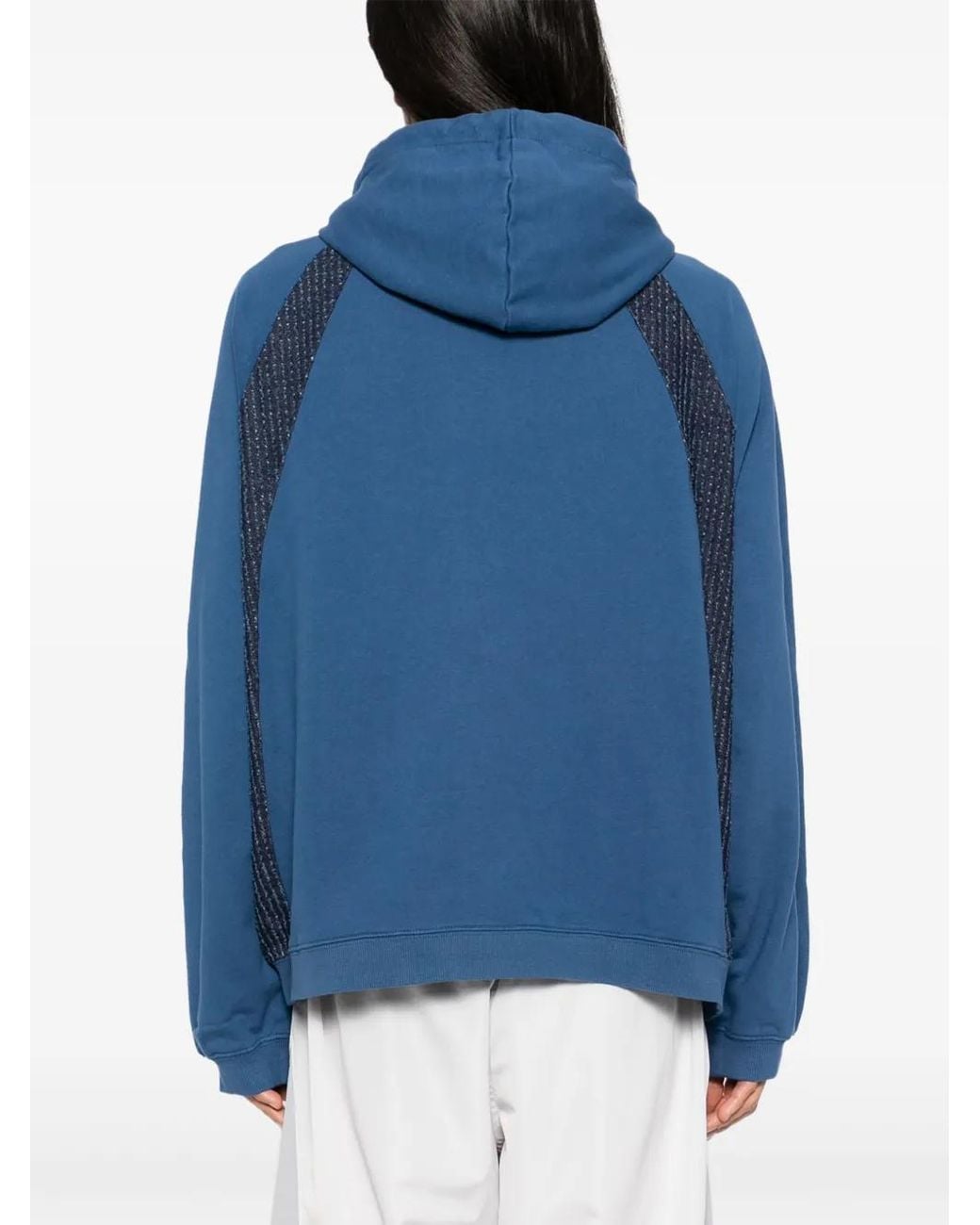 FIVE CM Blue Panelled Zip-Up Hoodie for men