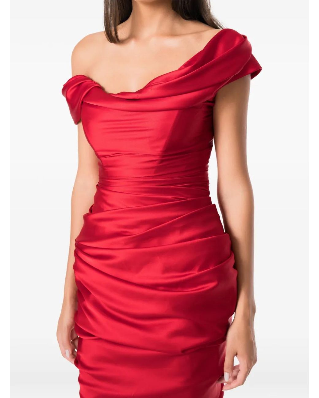 NORINA ST Red Mia Draped Off-Shoulder Maxi Dress