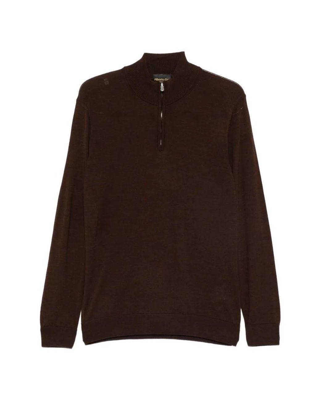 Alberto Gozzi Brown Quarter-Zip Wool Sweater for men