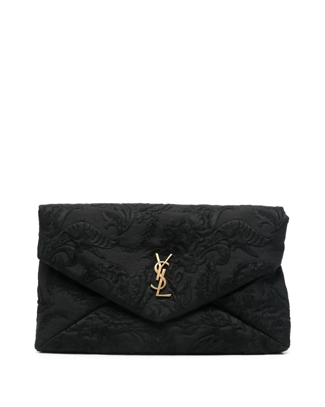 Saint Laurent Floral-Jacquard Clutch Bag in Black | Lyst UK