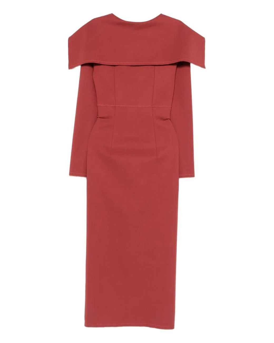 A.M.G Red Seam-Detail Midi Dress