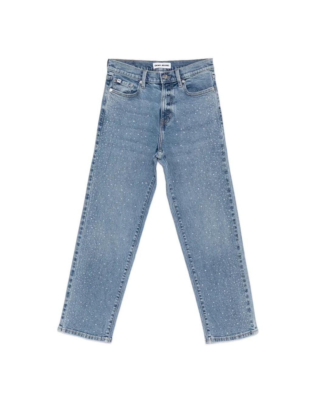 DKNY Blue Jean Taille Haute Ornementé