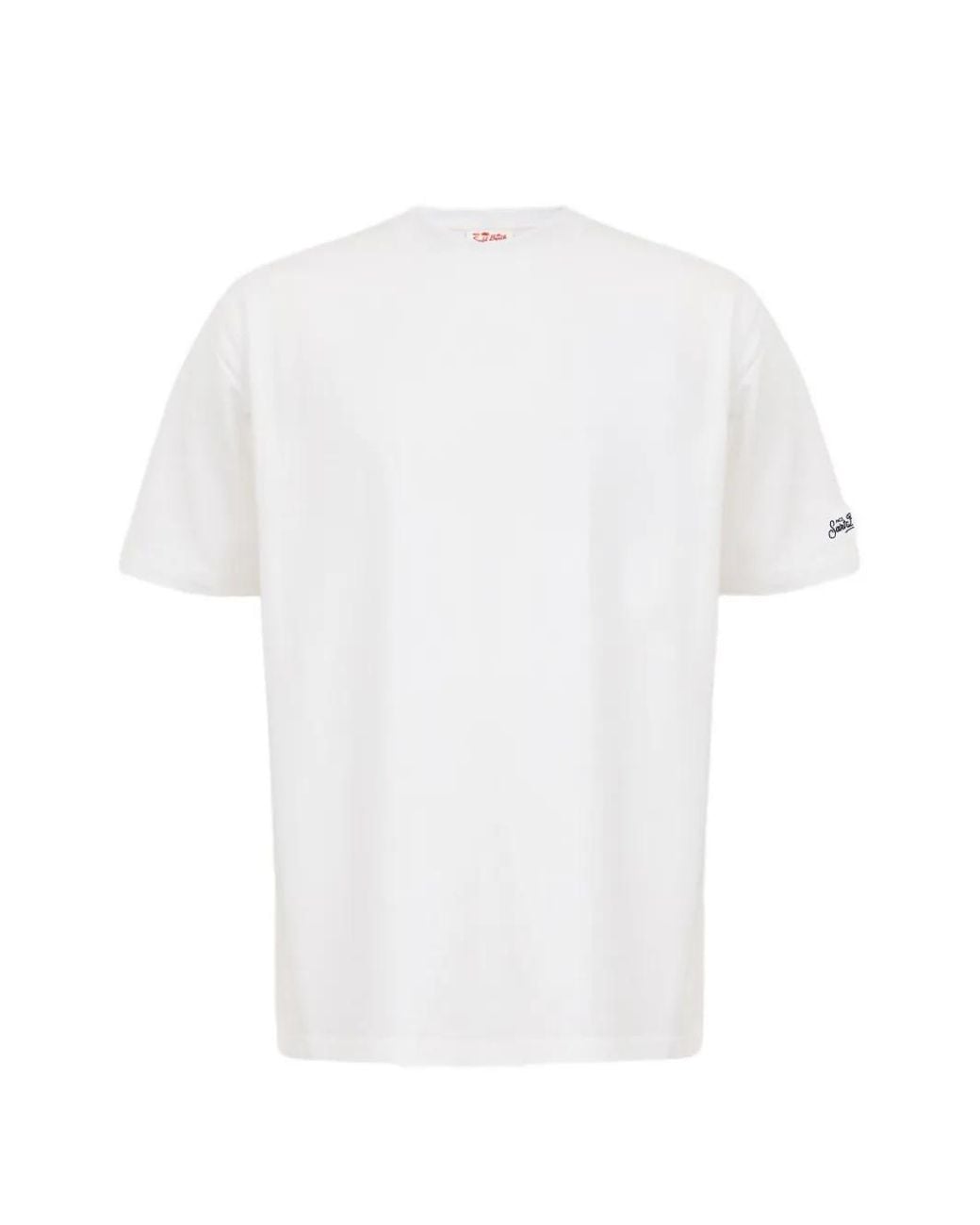 Mc2 Saint Barth White Dover Cotton T-Shirt With Logo Embroidery for men