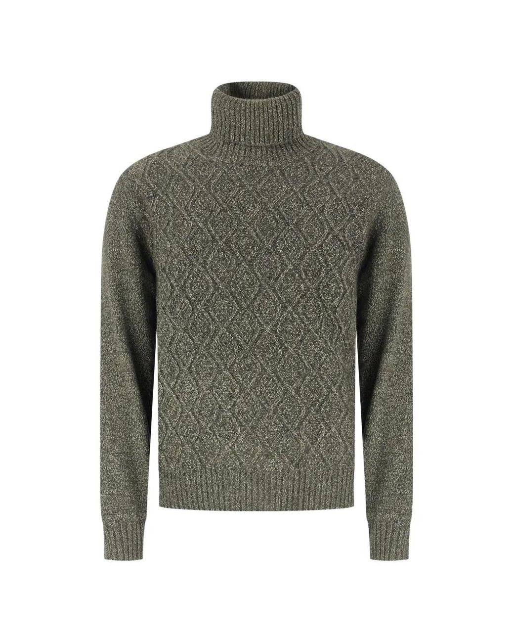 Panicale Green Diamond-Knit Roll-Neck Sweater for men