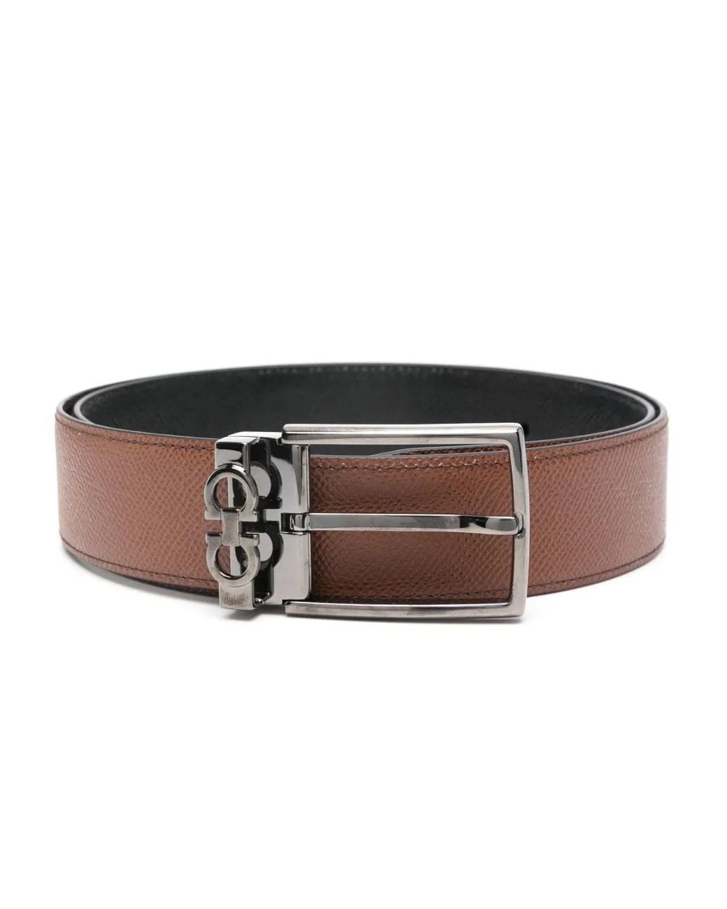 Ferragamo Brown Reversible And Adjustable Gancini Belt for men