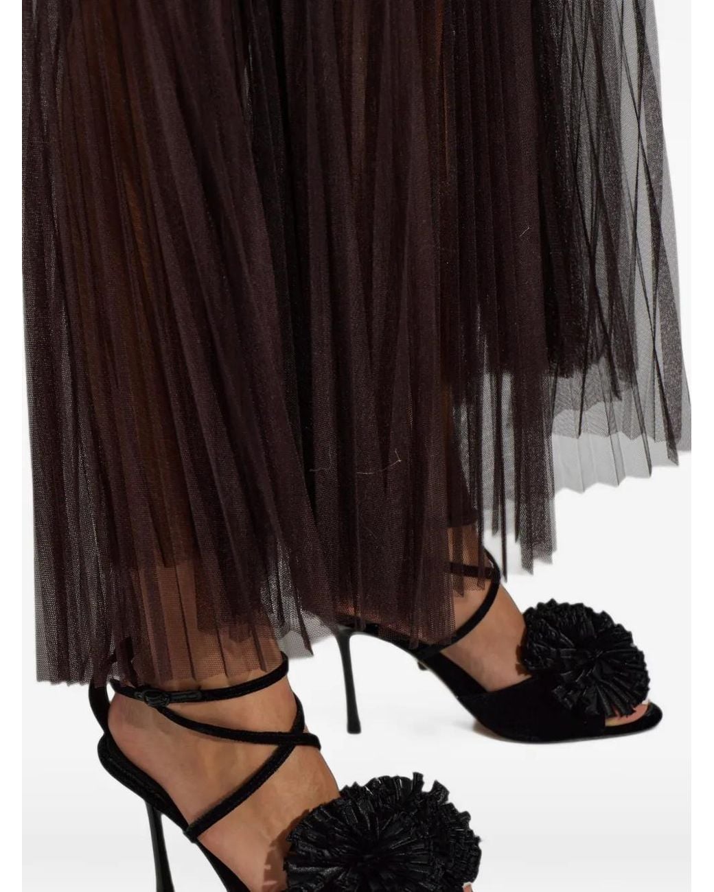 Kurt Geiger Black Pom Velvet Sandals