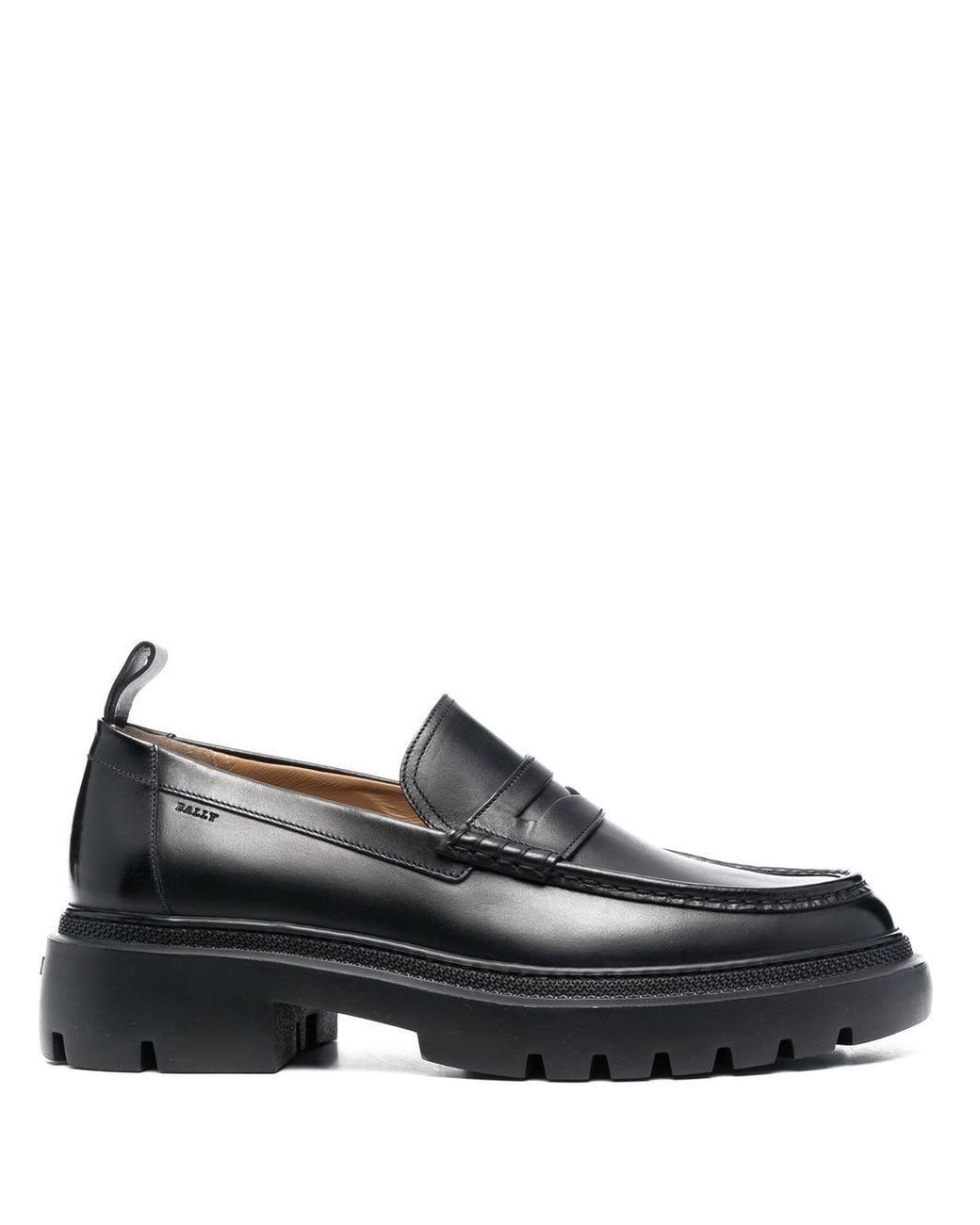 Bally Chunky Leather Penny Loafers in Black for Men | Lyst