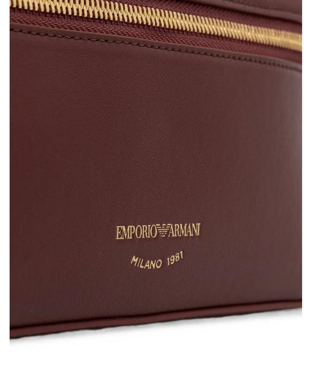 Emporio Armani Brown Logo-Print Cross Body Bag