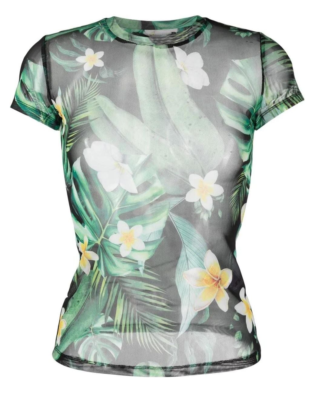 Philipp Plein Green Sheer Graphic-Print T-Shirt