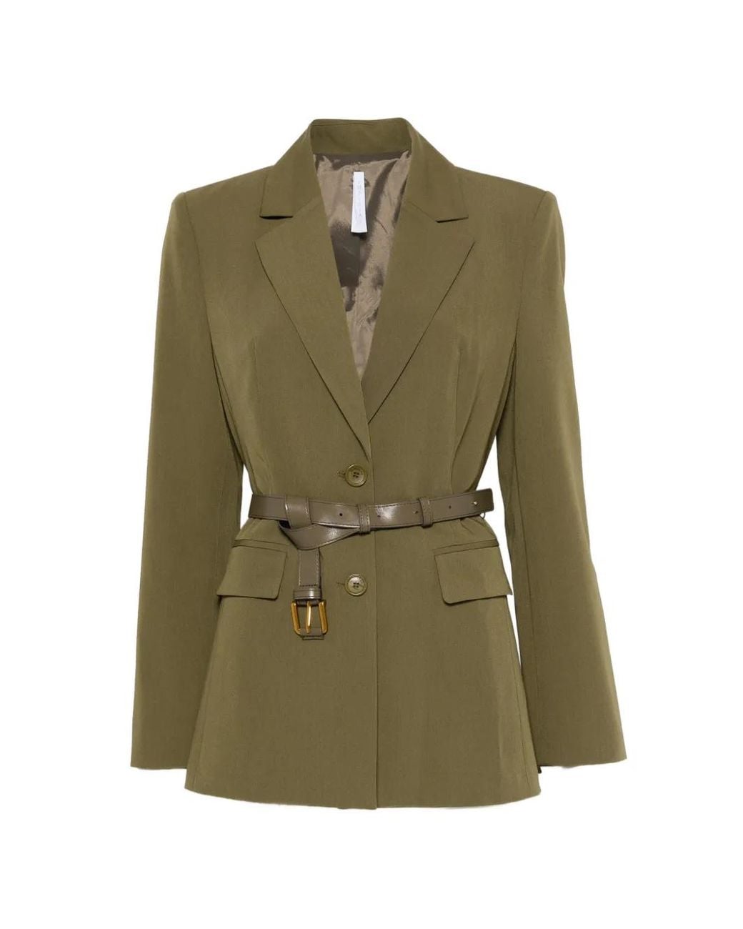 Imperial Green Belted Single-Breasted Blazer