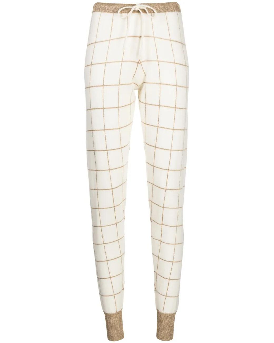 Madeleine Thompson White Layla Check-Pattern Track Pants