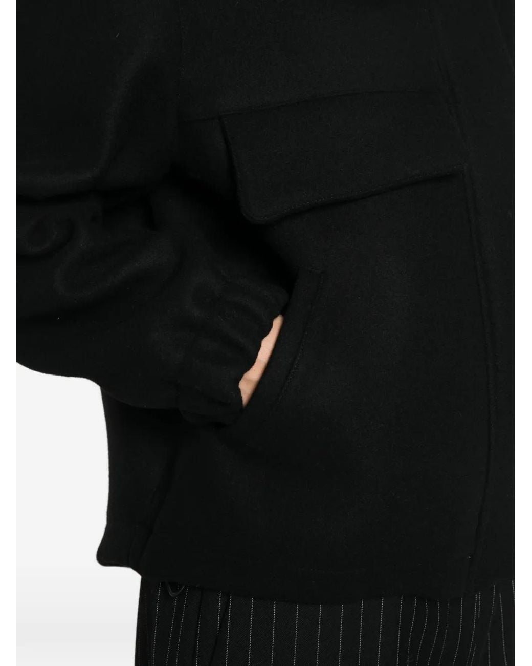 Tela Black Hooded Zip-Up Jacket