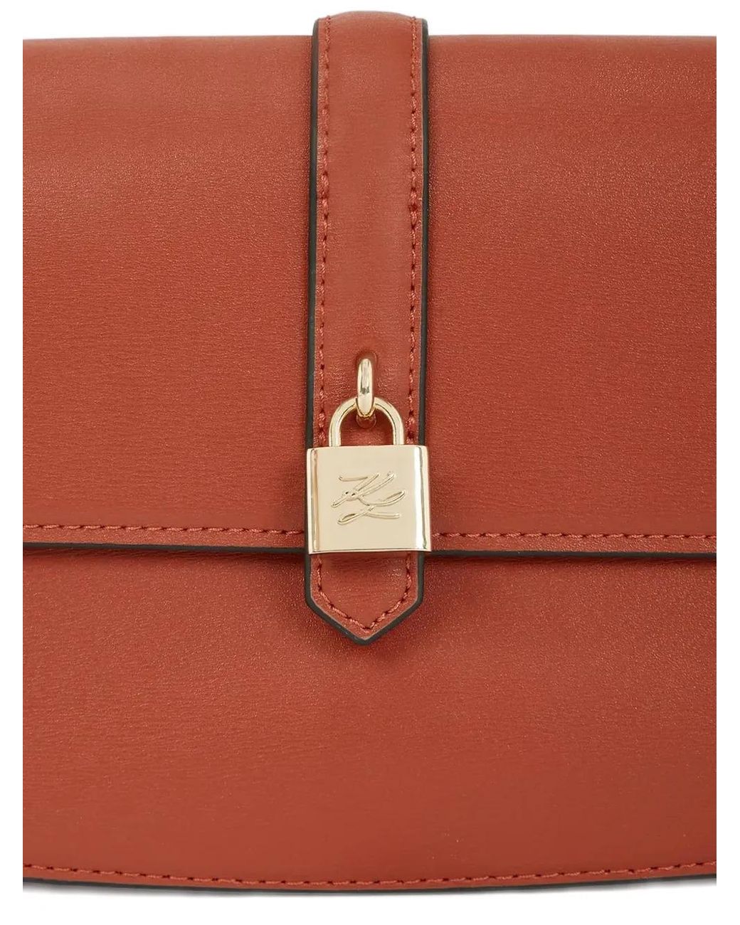 Karl Lagerfeld Red K/Autograph Padlock Leather Shoulder Bag