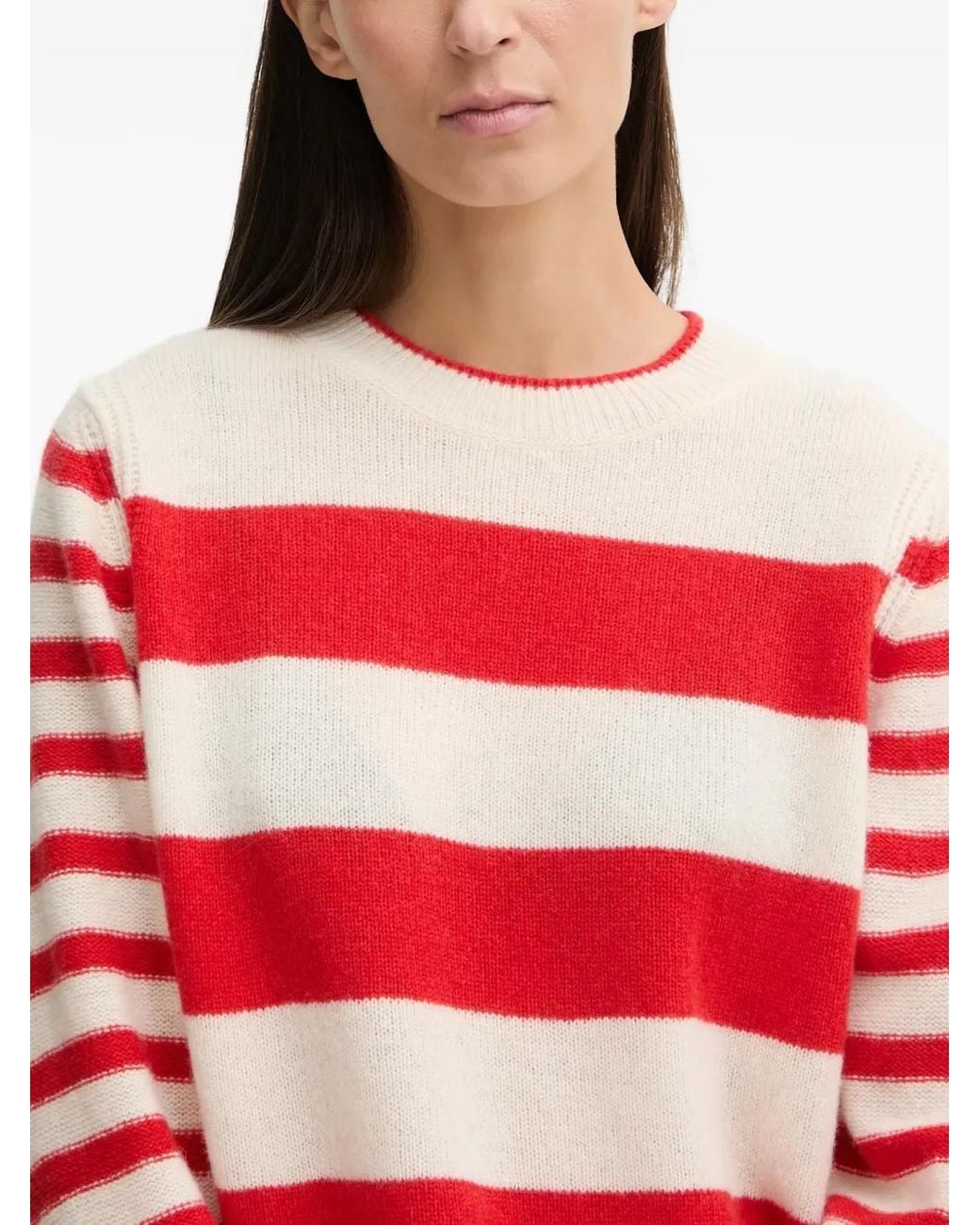Marc O' Polo Red Striped Crew-Neck Sweater