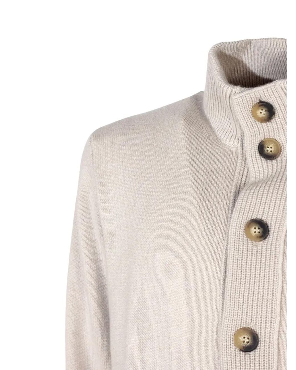 Kangra White High-Neck Buttoned Cardigan for men